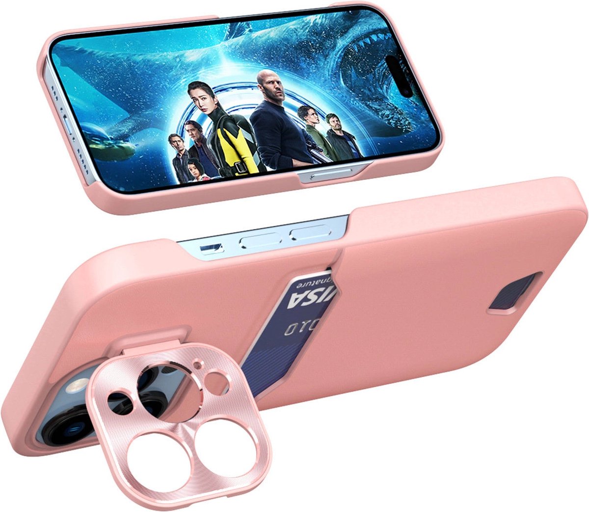 Hurtel Leather Stand Case for Samsung Galaxy S23 Card Wallet Cover with Stand Pink