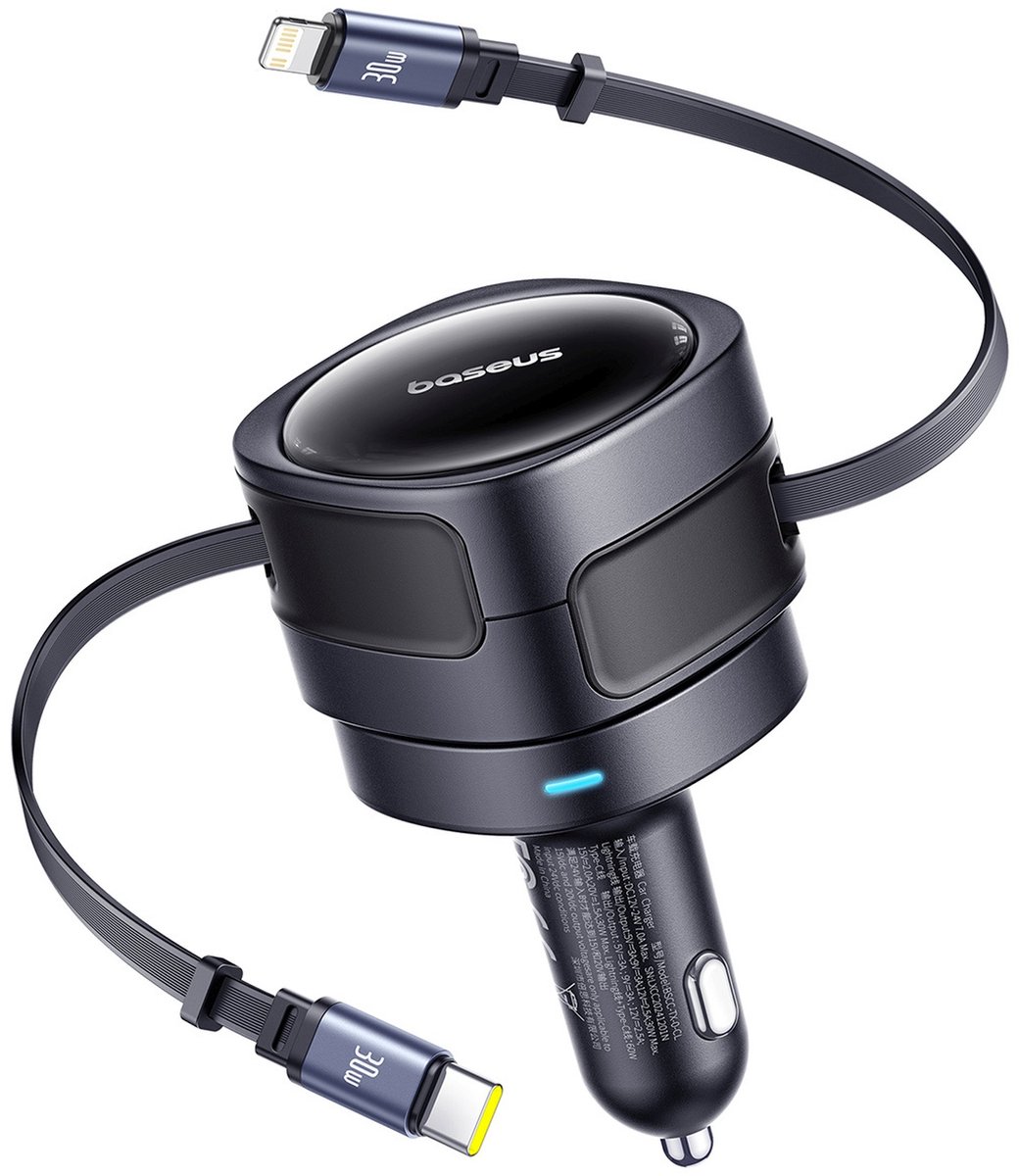 Baseus Enjoyment Max Car Charger with USB-C & Lightning 60W - Black
