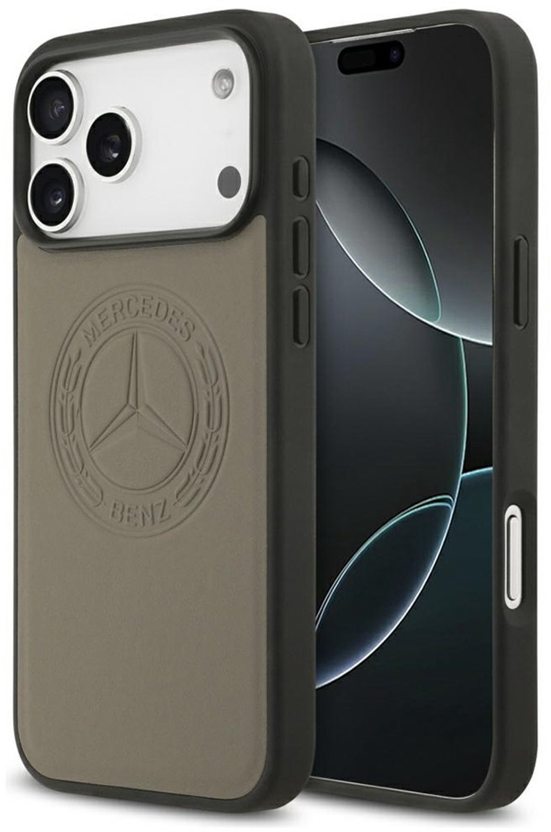 Mercedes Leather Vintage MagSafe Logo Case for iPhone 17 Pro Max - Beige