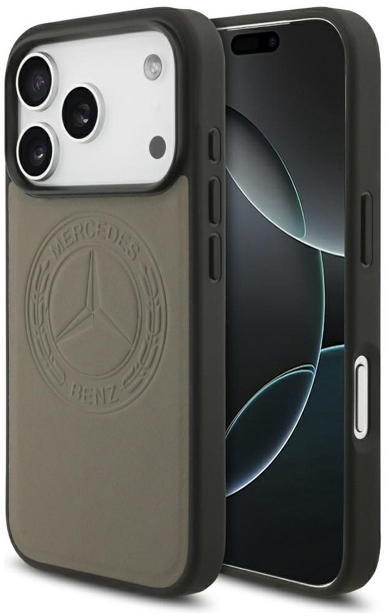 Mercedes Leather Vintage MagSafe Logo Case for iPhone 17 Pro - Beige