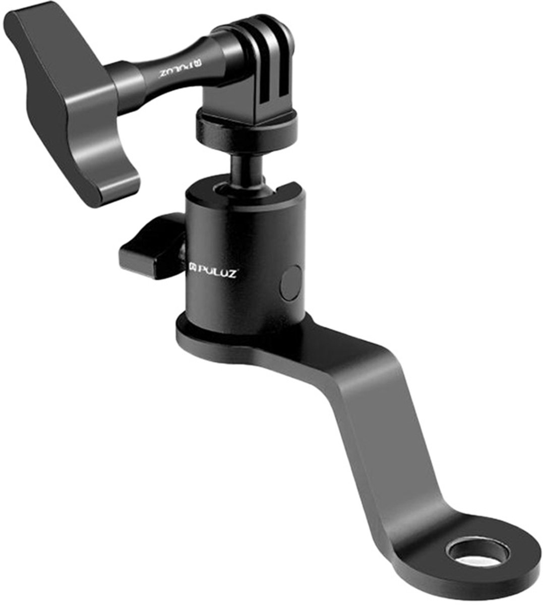 Puluz Aluminum Motorcycle Mirror Camera Mount - Black
