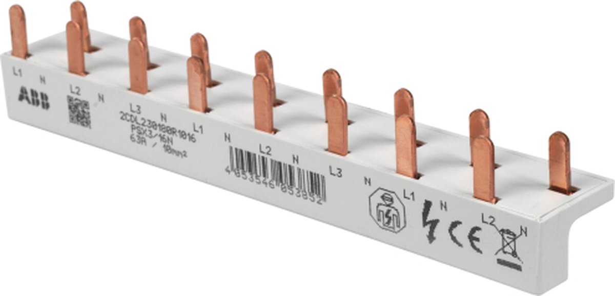 ABB 2CDL230180R1016 Rail de phase FlexLine 3P+N, 16 broches, 8 TE PSX3/16N Rail de phase gris 10 mm² 63 A 1 pc(s)