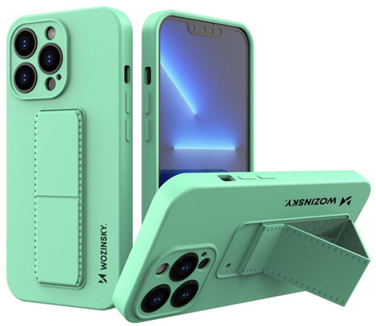 Wozinsky Kickstand Case Silicone Case with Stand iPhone 13 Mini Mint