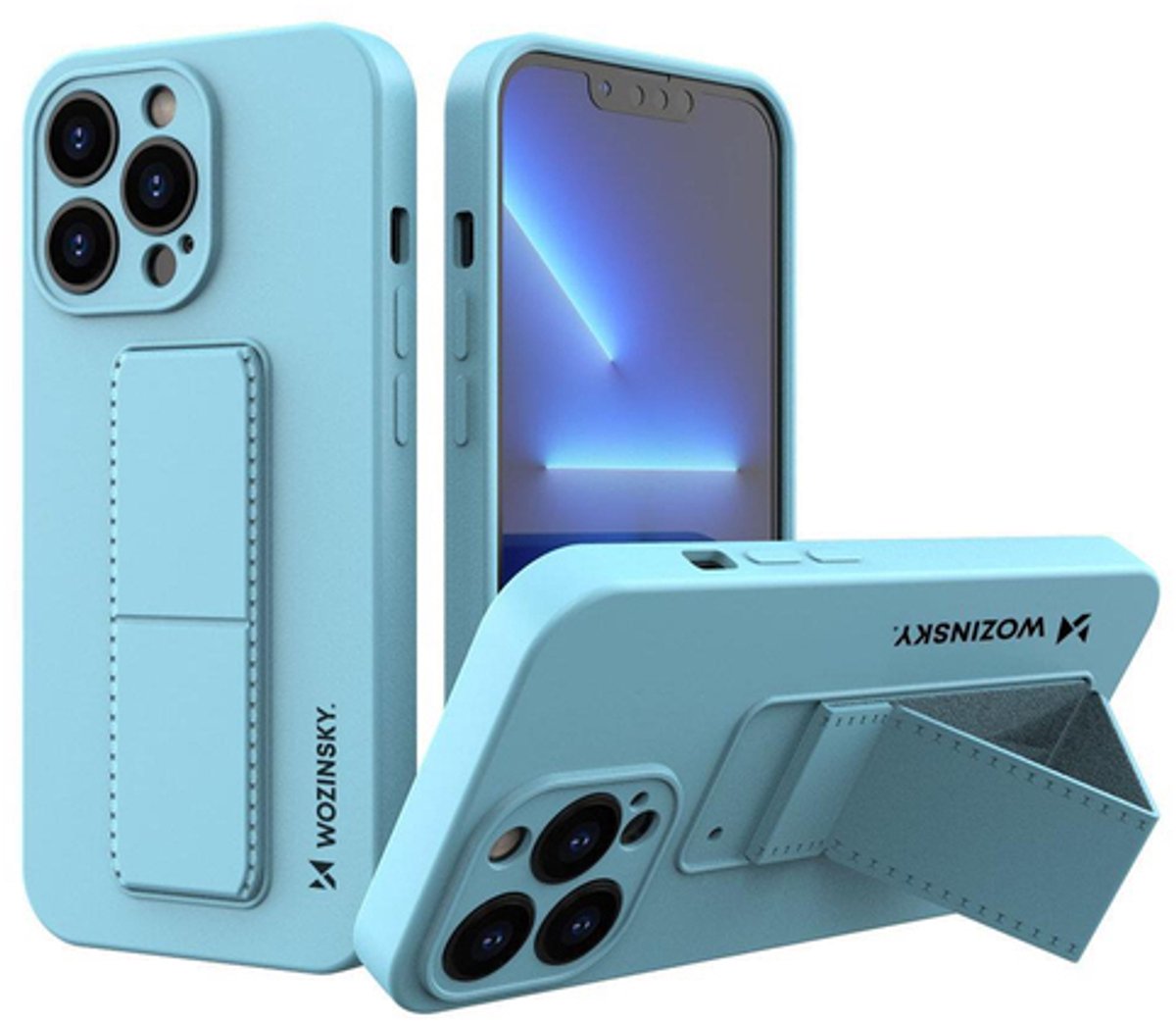 Wozinsky Kickstand Case Silicone Case with Stand iPhone 13 mini Light Blue