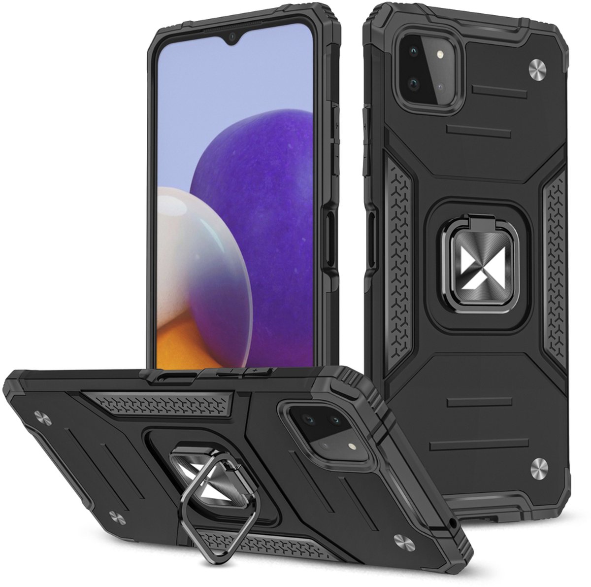 Wozinsky Ring Armor Armored Hybrid Case Cover + Magnetic Holder Samsung Galaxy A22 4G Black