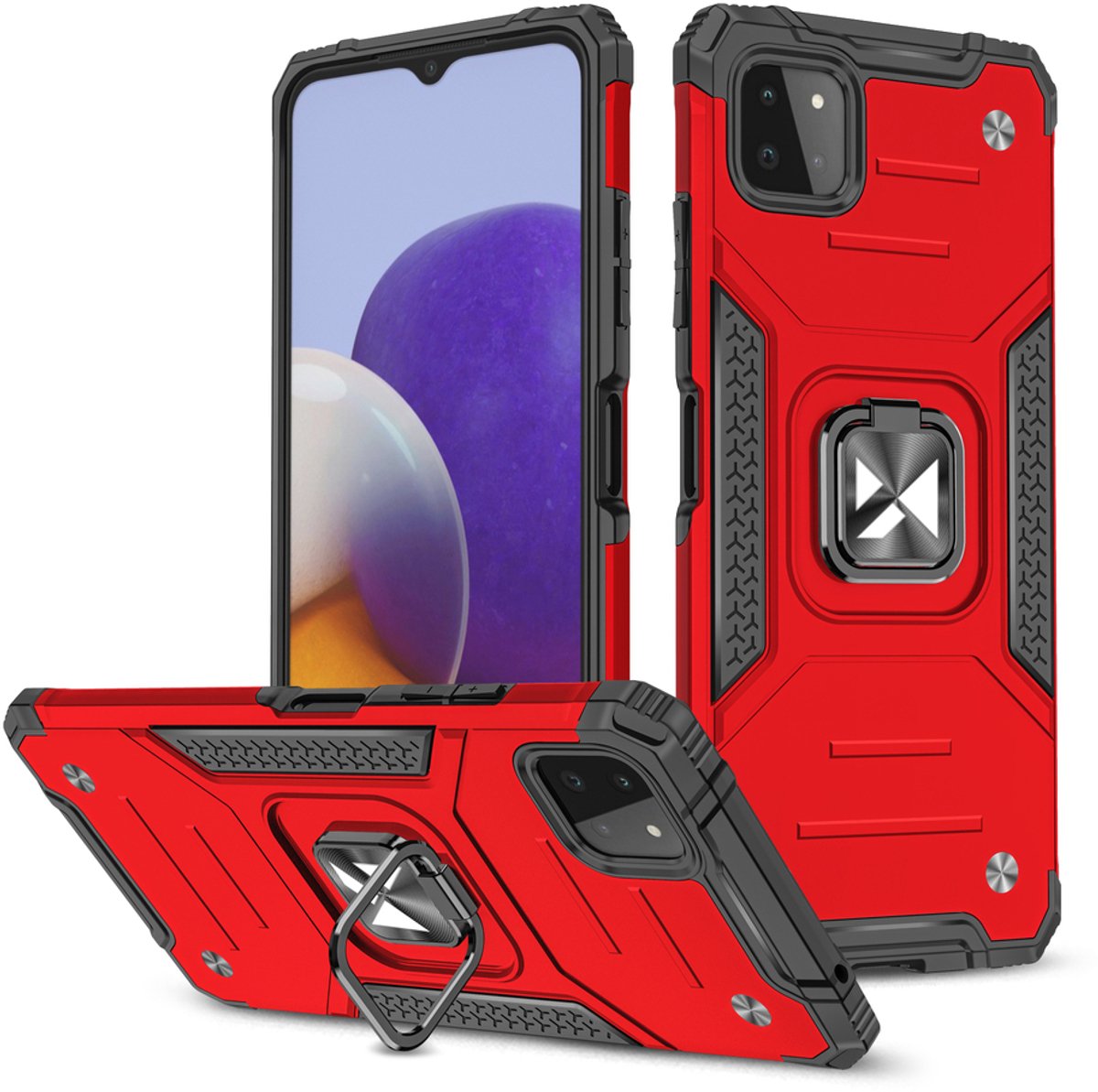 Wozinsky Ring Armor Armored Hybrid Case Cover + Magnetic Holder Samsung Galaxy A22 4G Red
