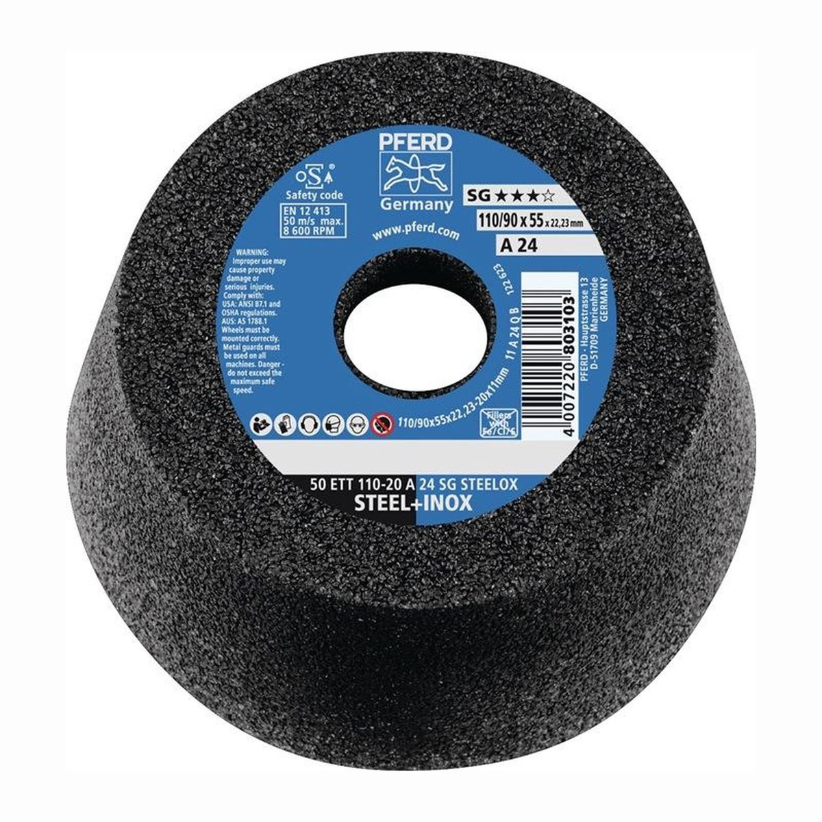 PFERD TOOLS 63418224 Bouton de ponçage 50 ETT 110-20 A 24 SG STEELOX 11 cm 2 pc(s)