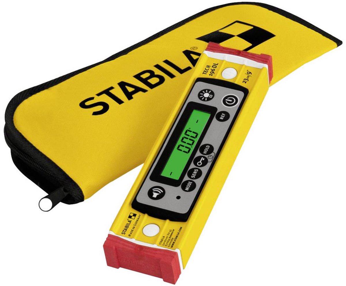 Stabila TECH 196 DL 19831 Niveau à bulle numérique avec système anti-glissement, avec sacoche 23 cm 0.5 mm/m
