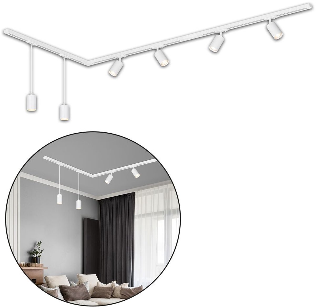 Briloner Système déclairage complet sur rail monophasé GU10 blanc