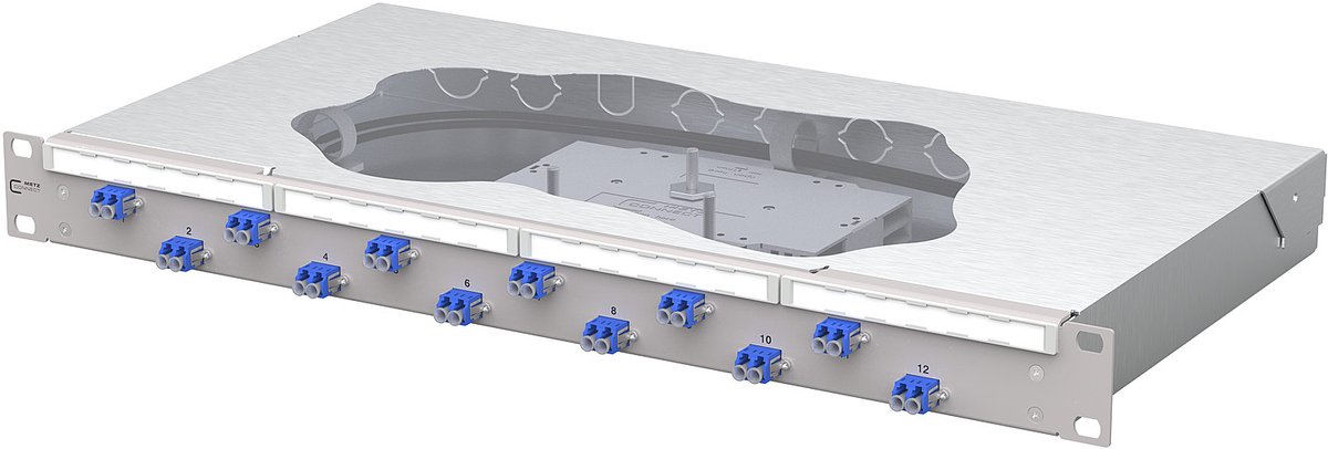 Metz Connect OpDAT fix2 Patchfeld splice 12xLC-D OS2 Panneau de brassage 483 mm (19) Câble 1 UH gris clair équipé