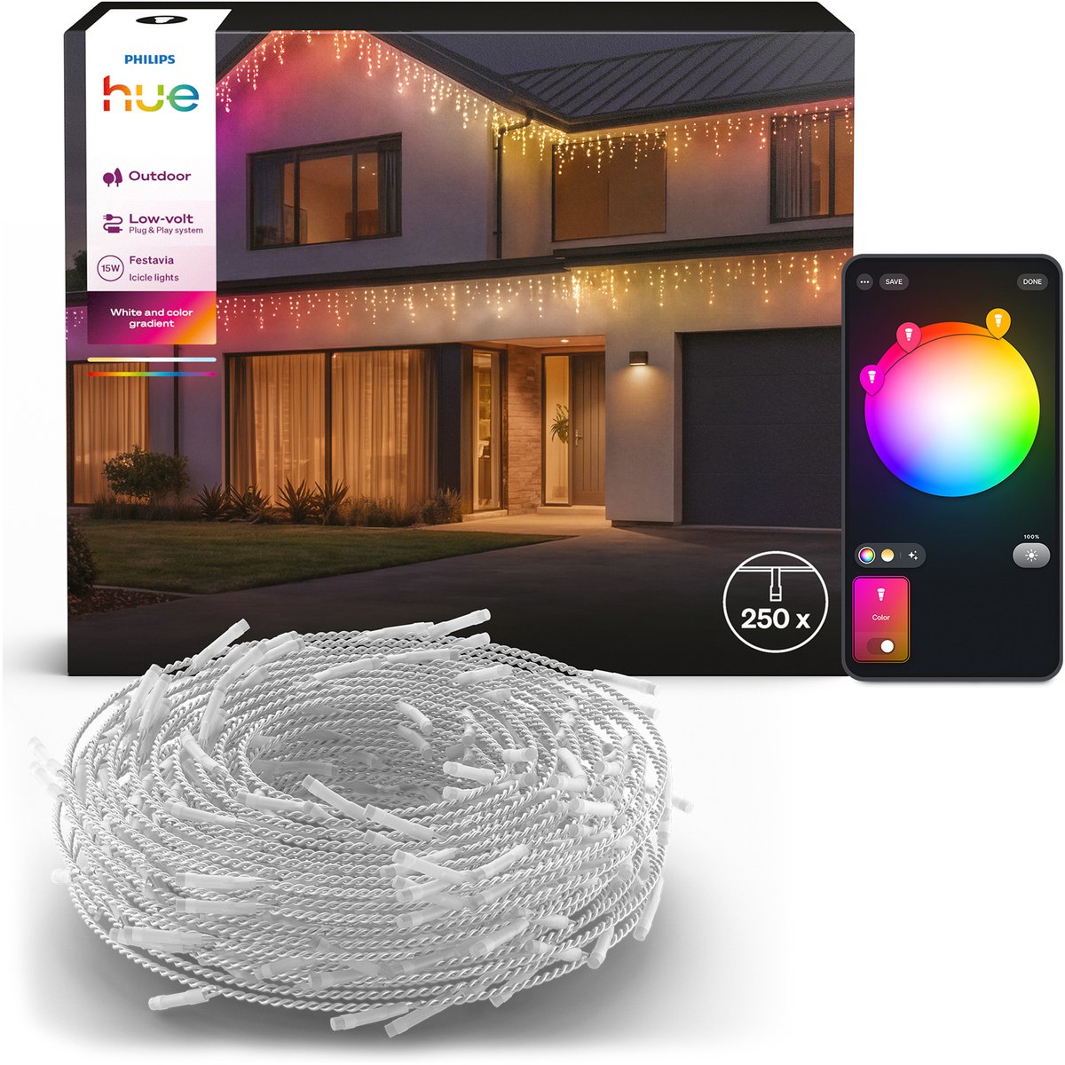 Philips Hue Festavia istaplyskæde, 250 lys