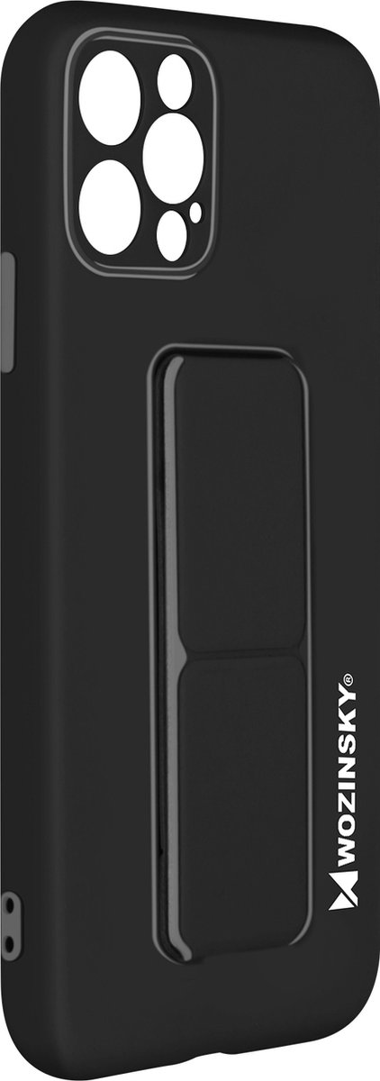 Wozinsky Kickstand Case Silicone Case with Stand iPhone 12 Pro Max Black