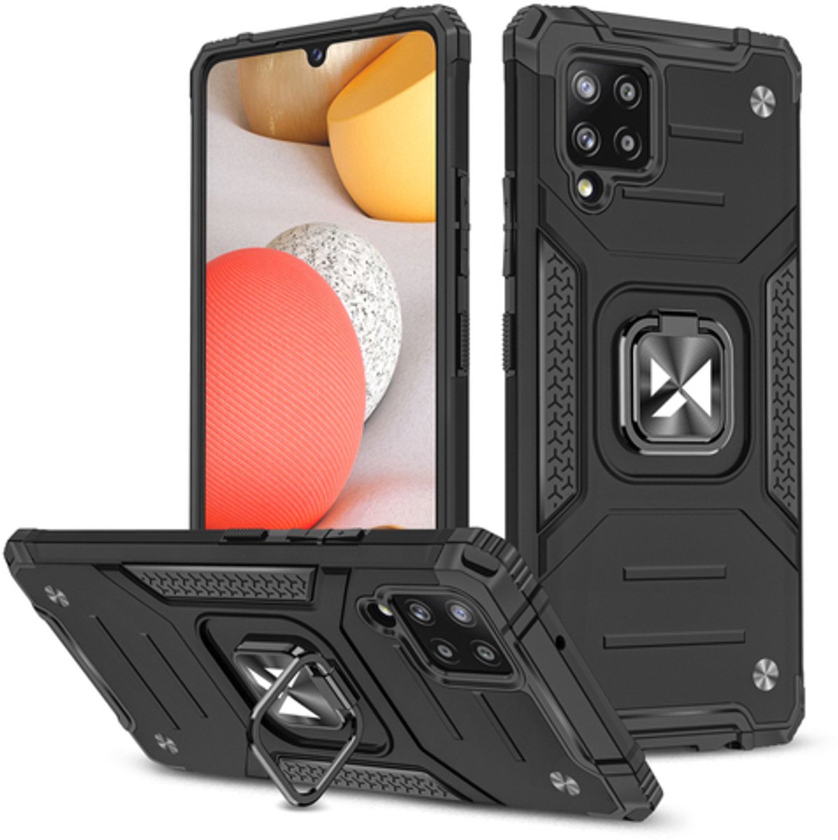 Wozinsky Ring Armor Armored Hybrid Case Cover + Magnetic Holder Samsung Galaxy A42 5G Black