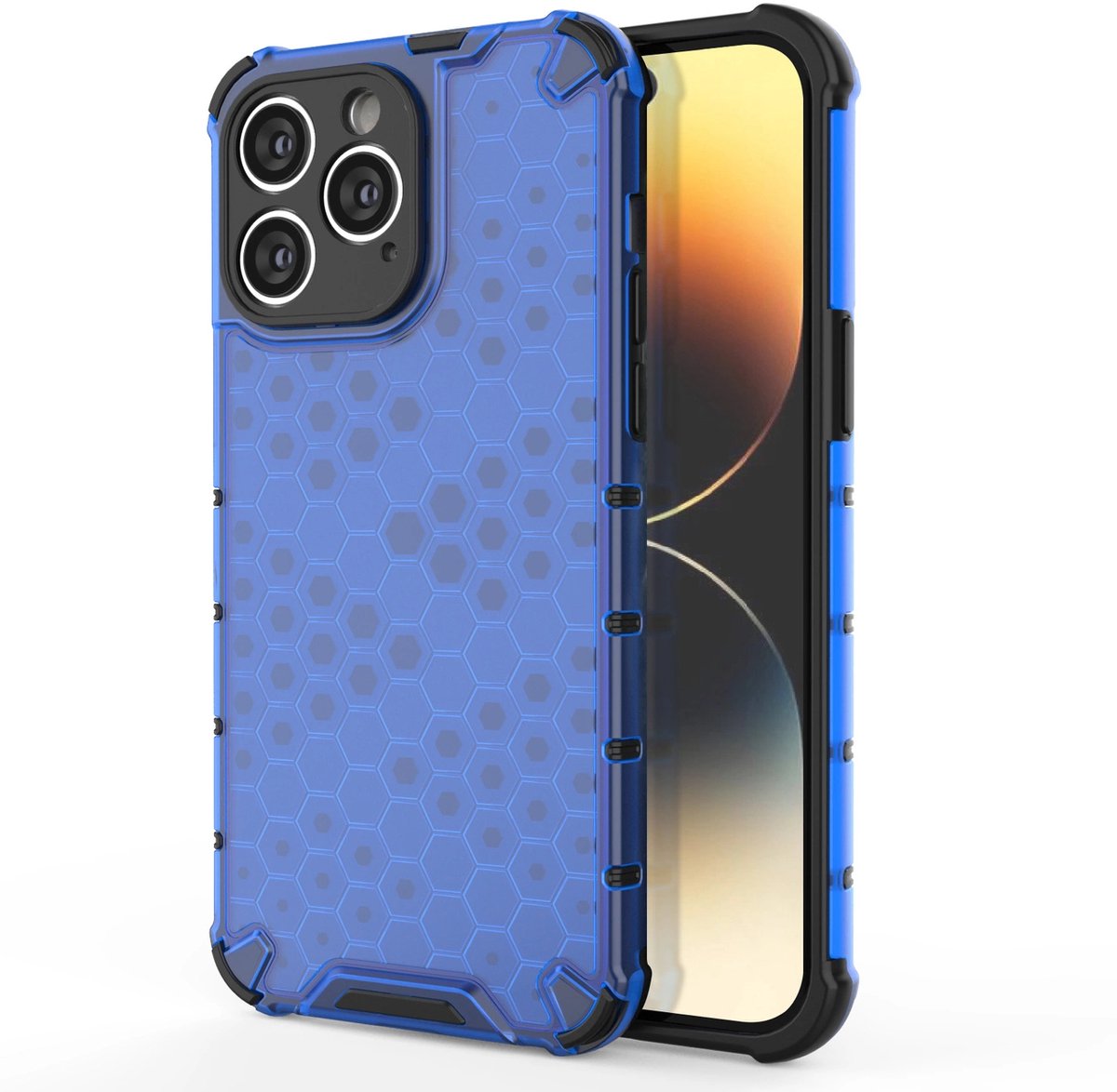 Hurtel Honeycomb Case for iPhone 14 Pro Armored Hybrid Cover Blue