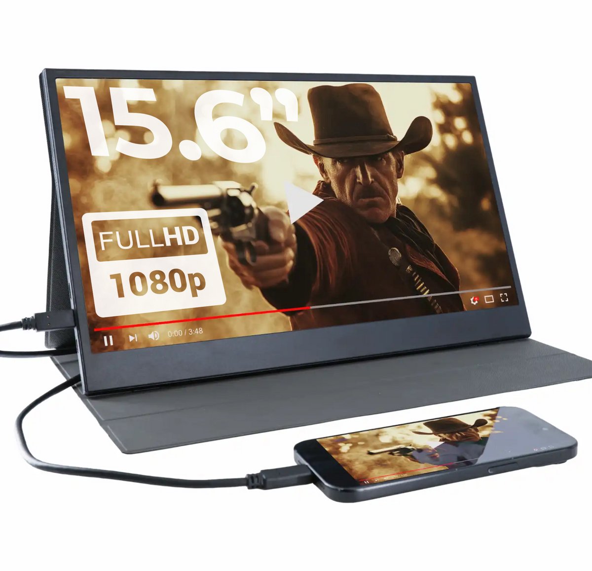 15.6" DENVER PMO-15604 - Bærbar Skærm Full HD 1920 × 1080 - IPS - USB-C