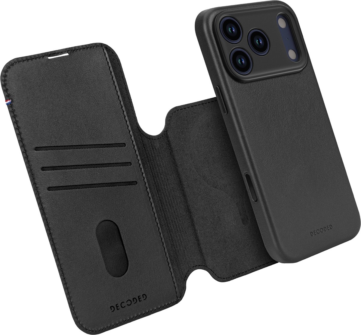 Decoded Decoded Leather Detachable Wallet iPhone Coque arrière iPhone 17 Pro Max noir D26IPO17PMDW5BK