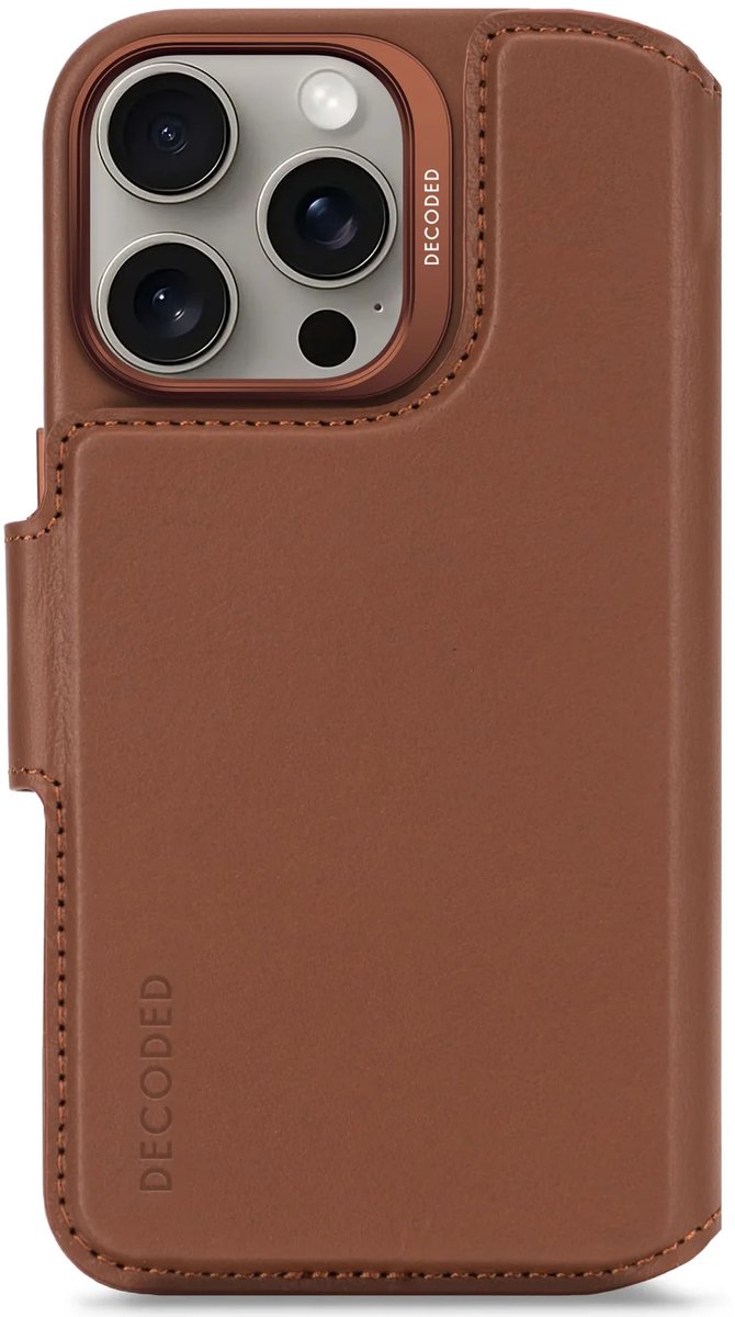 Decoded Decoded Leather Detachable Wallet iPhone Coque arrière iPhone 16 Pro marron D25IPO16PDW5TN