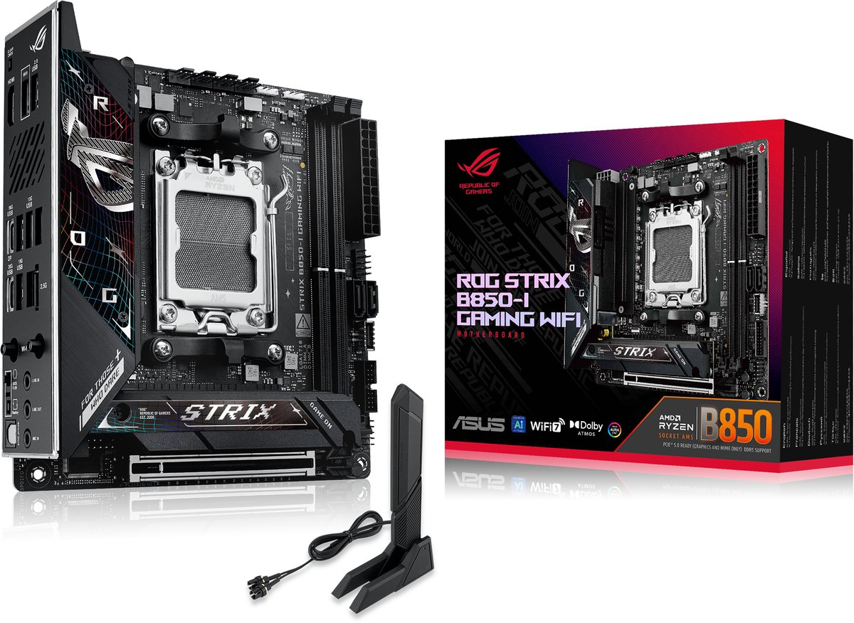Asus ROG STRIX B850-I Carte mère Socket (PC) AMD® AM5 Facteur de forme (détails) Mini-ITX Chipset de la carte mère AMD® B850