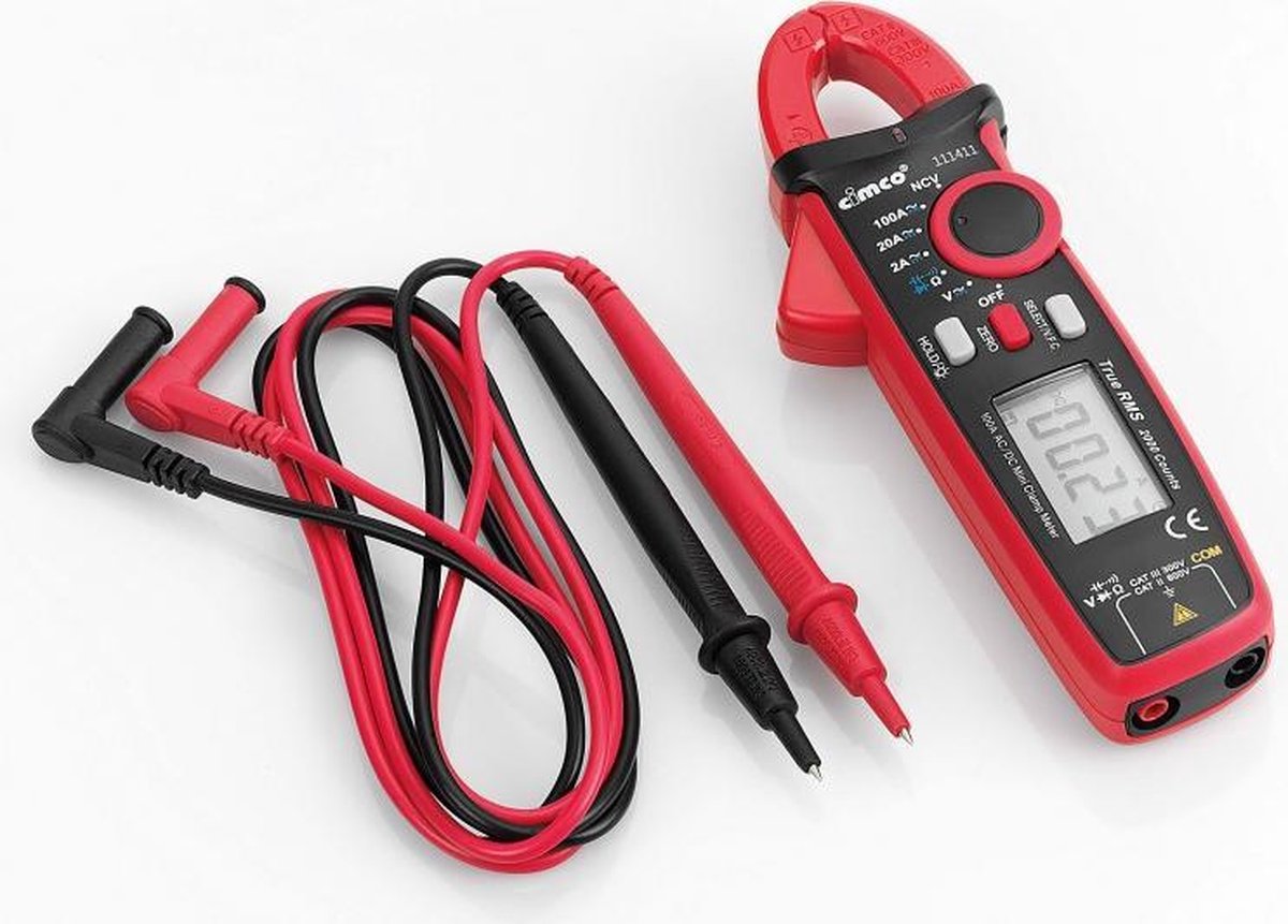 Cimco 111411 Pince ampèremétrique numérique test de continuité, avec rétroéclairage de lécran, mesure de capacité CAT II 600 V