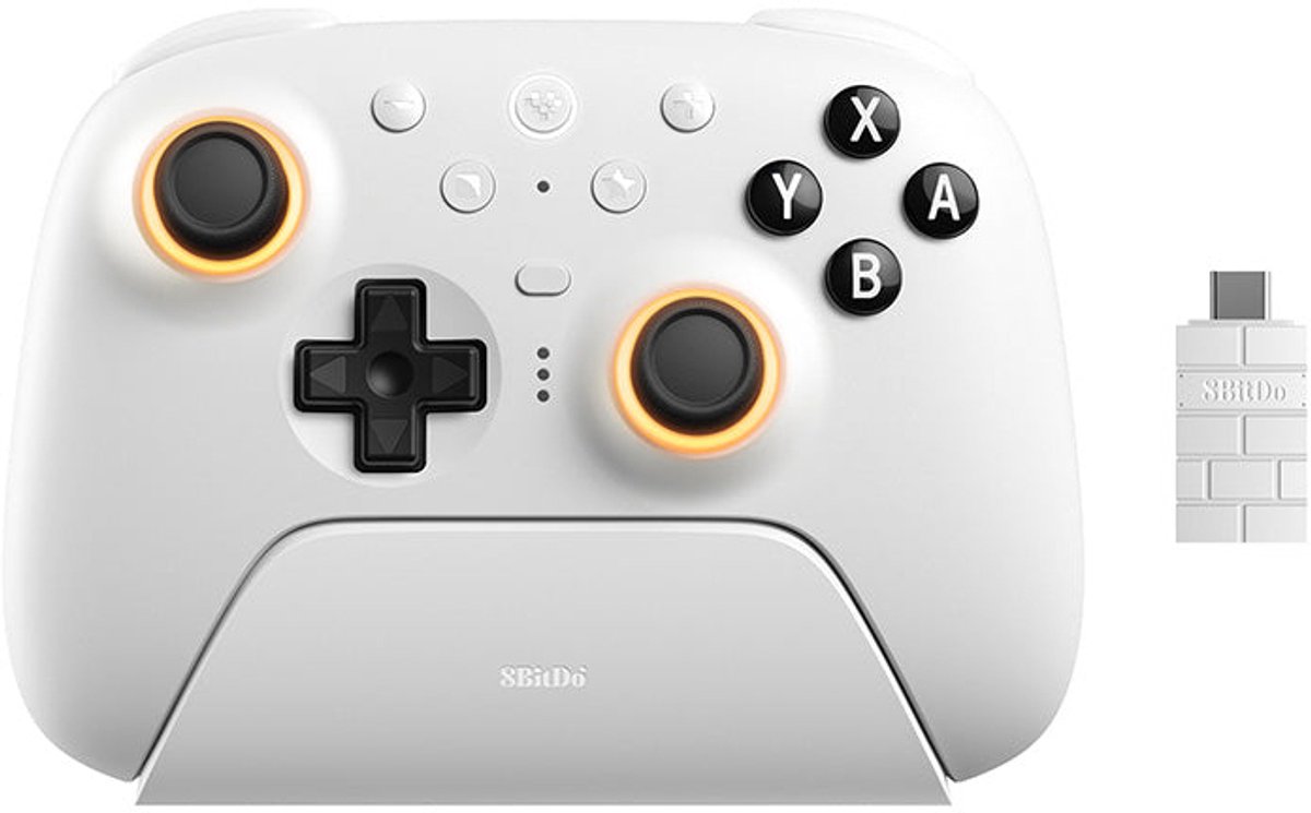 8BitDo Ultimate 2 Bluetooth - TMR - RGB - White - Nintendo Switch 1 & 2 - Wireless Controller - PC