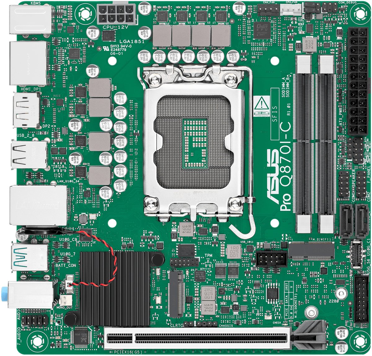 Asus PRO Q870I-C-CSM Carte mère Socket (PC) Intel® LGA 1851 Facteur de forme (détails) Mini-ITX Chipset de la carte mère Q870