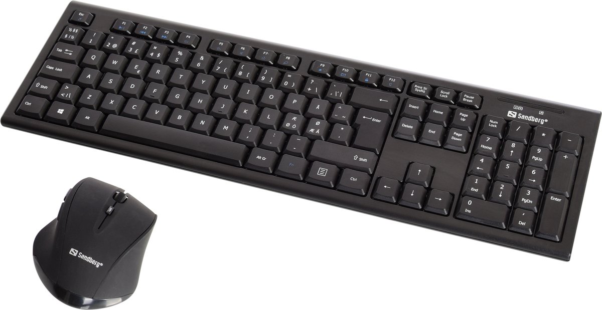 Sandberg Wireless Office Desktop Set - Tastatur & Mus sæt - Nordisk - Sort