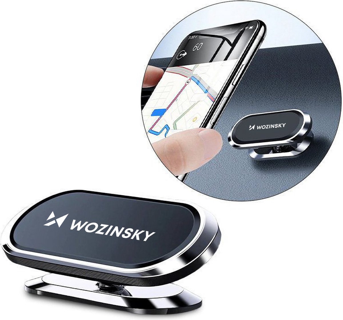 Wozinsky Self-Adhesive Magnetic Car Mount 360 for Dashboard Silver (WMH-06)
