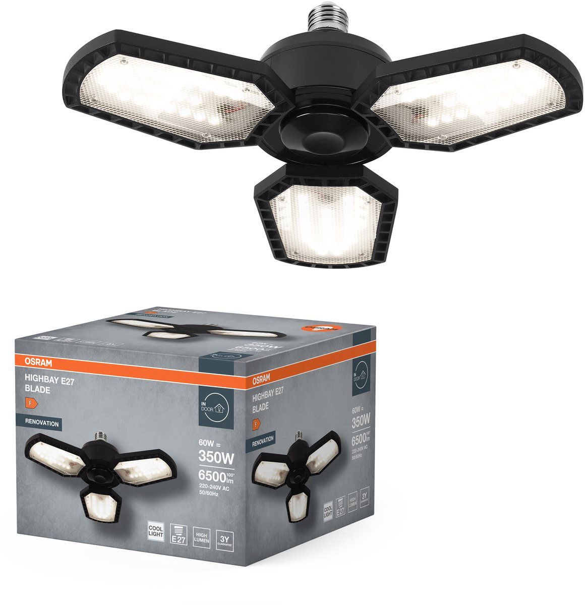 Osram LED pære Floodlight High Bay 8000lm 60W/840 sort E27