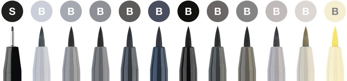 Faber-Castell Pitt artist grå toner 12 ass i gaveæske