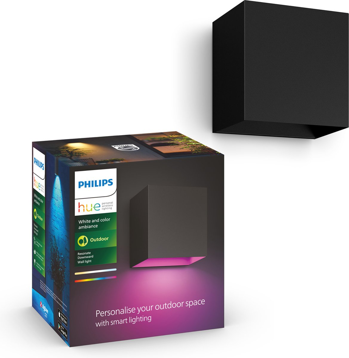 Philips Hue Resonate udendørs væglampe (sort) - White and color ambiance