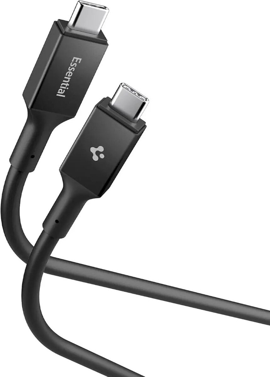 Spigen Essential 100W - USB-C <-> USB-C - 2m - Sort