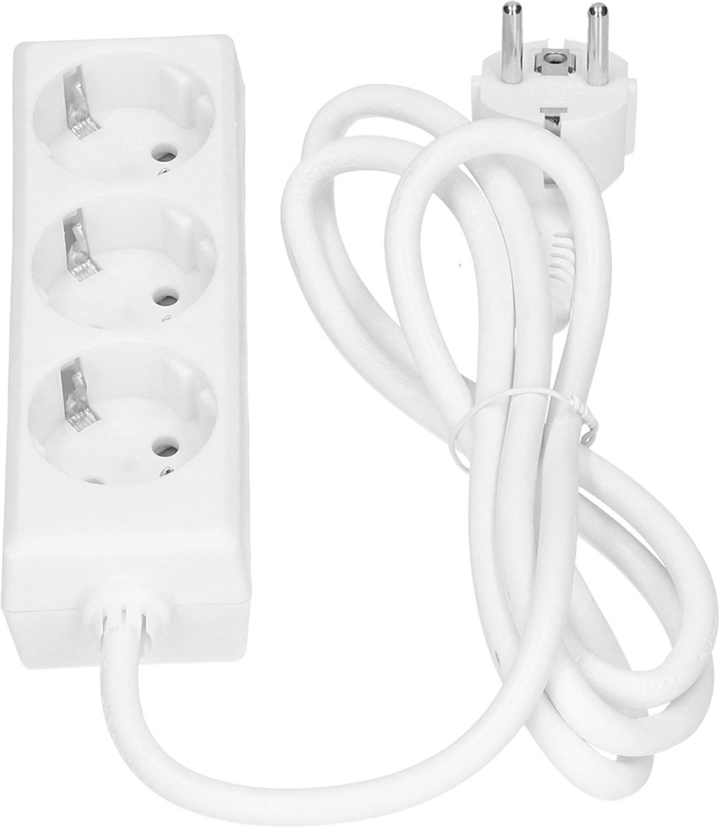 Bachmann Selly 3-stikdåse cee7/3, hvid, 1,5 m kabel og schukostik