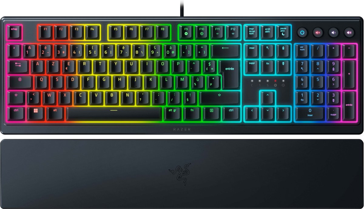 Razer Ornata V3 Low-Profile - Mecha-Membrane (Clicky) - Gaming Tastatur - Fransk - Sort