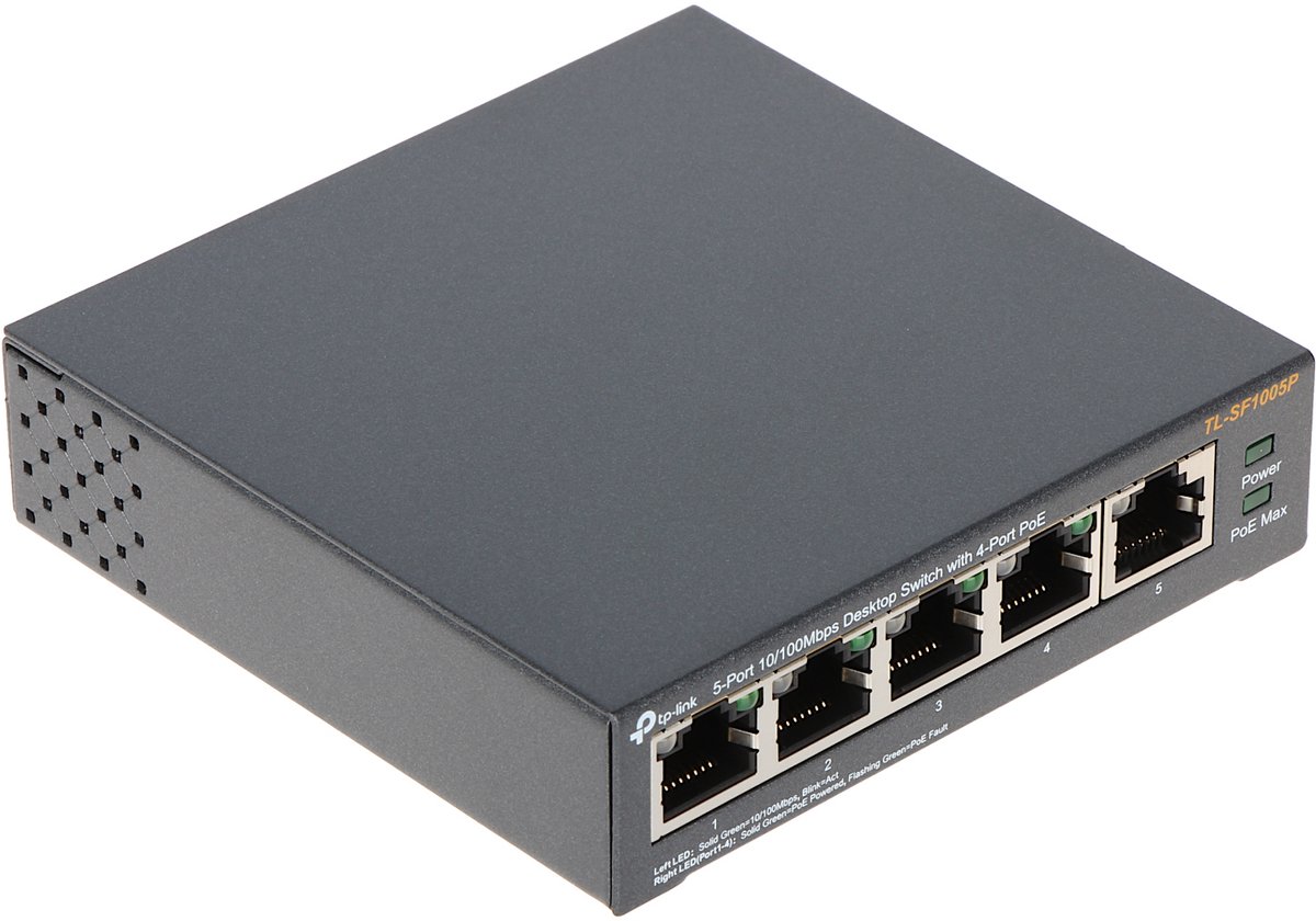 TP-Link TL-SF1005P 5-Port 10/100Mbps Desktop Switch with 4-Port PoE+ (58W)