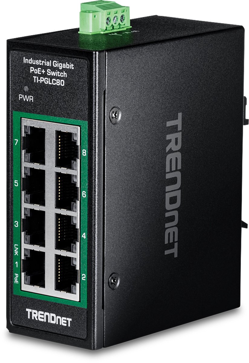 TRENDnet TI-PGLC80 - Version V1.xR - switch - industrial mini - 8 ports - TAA Compliant