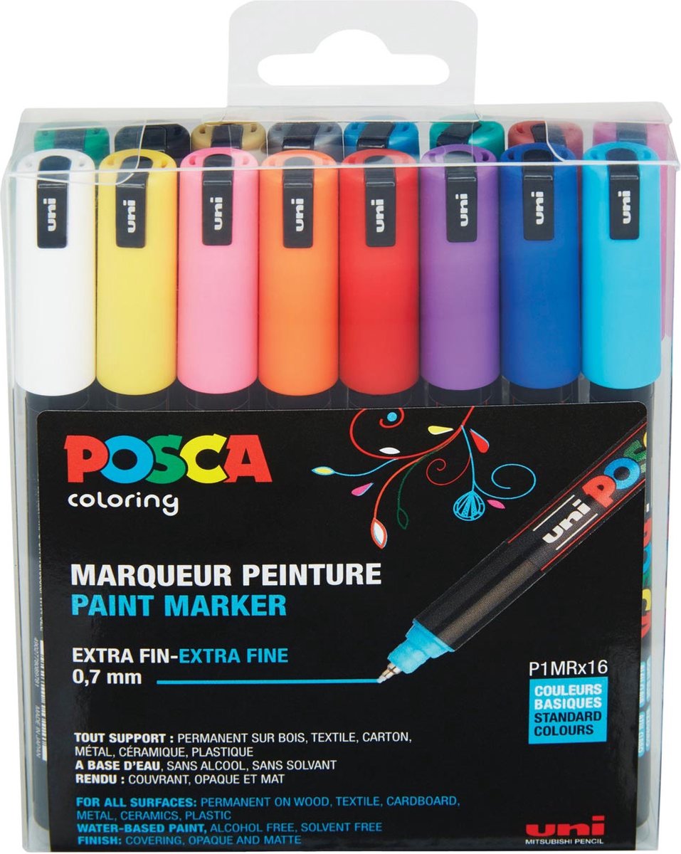 POSCA marker sæt PC-1MR 16 ass. std. farver