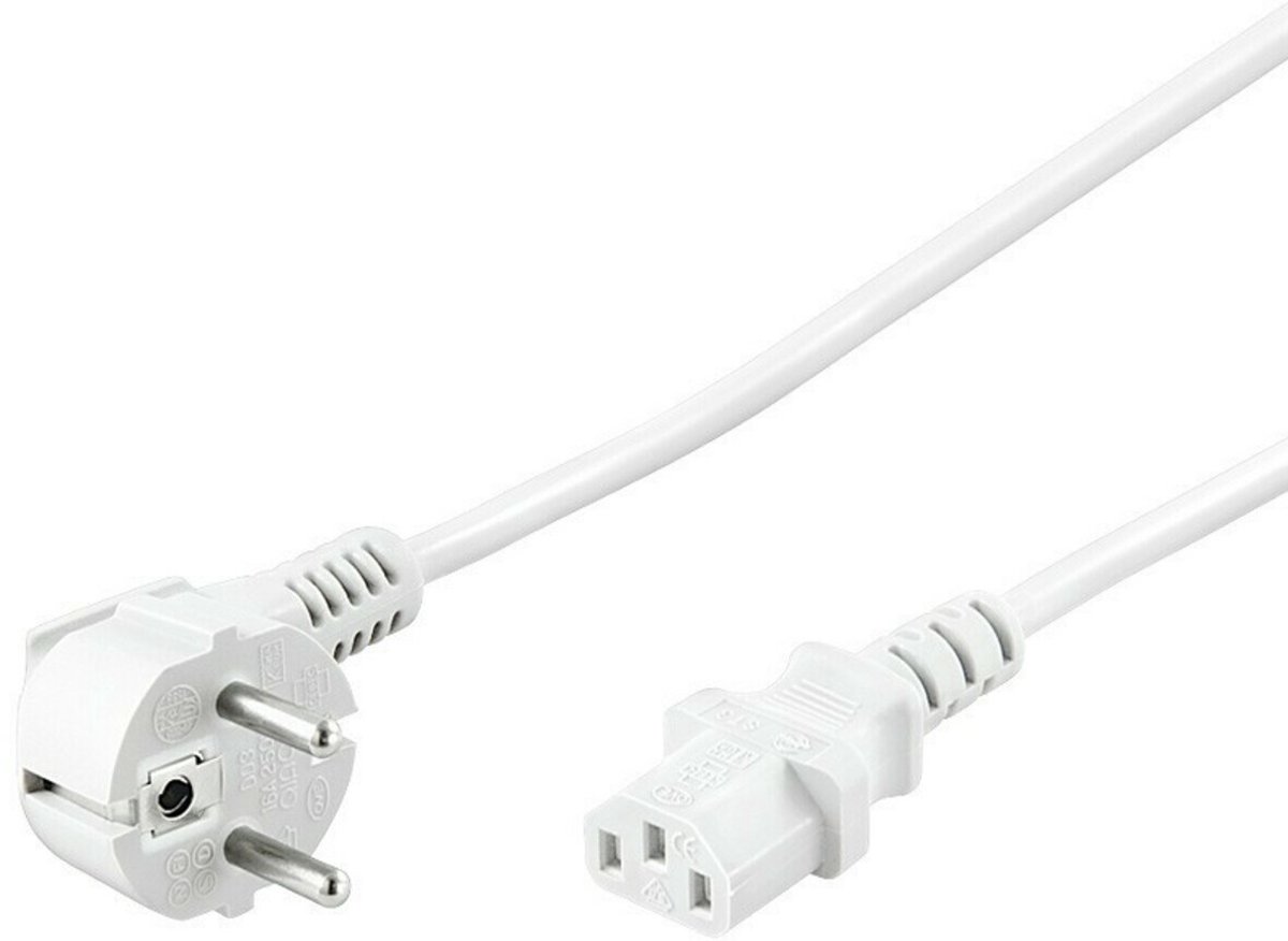 Pro Power cable C13 2x90° - Hvid - 1.5m