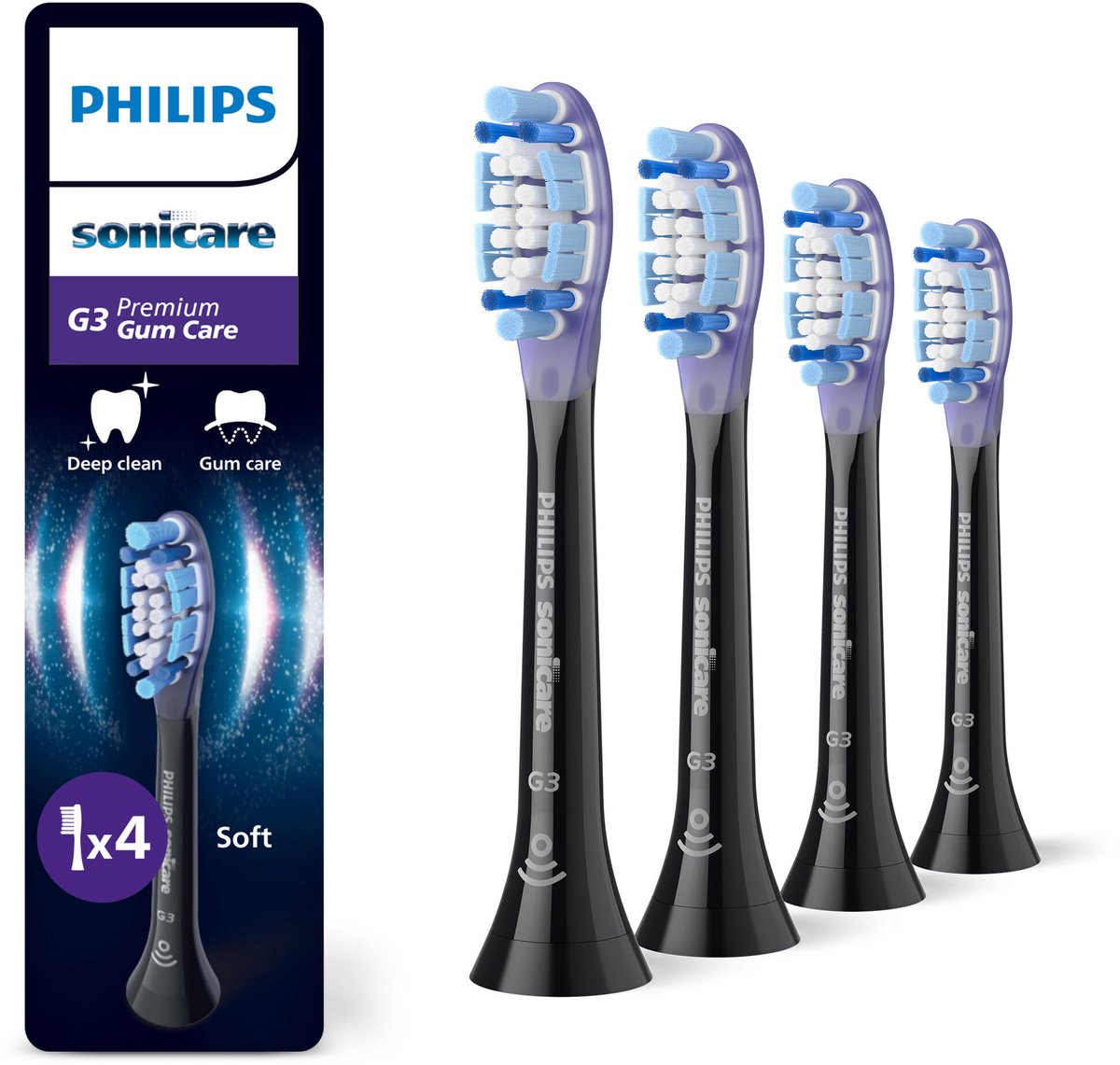 Philips Tandbørstehoveder Sonicare G3 Premium Gum Care HX9054 - replacement brushhead - black