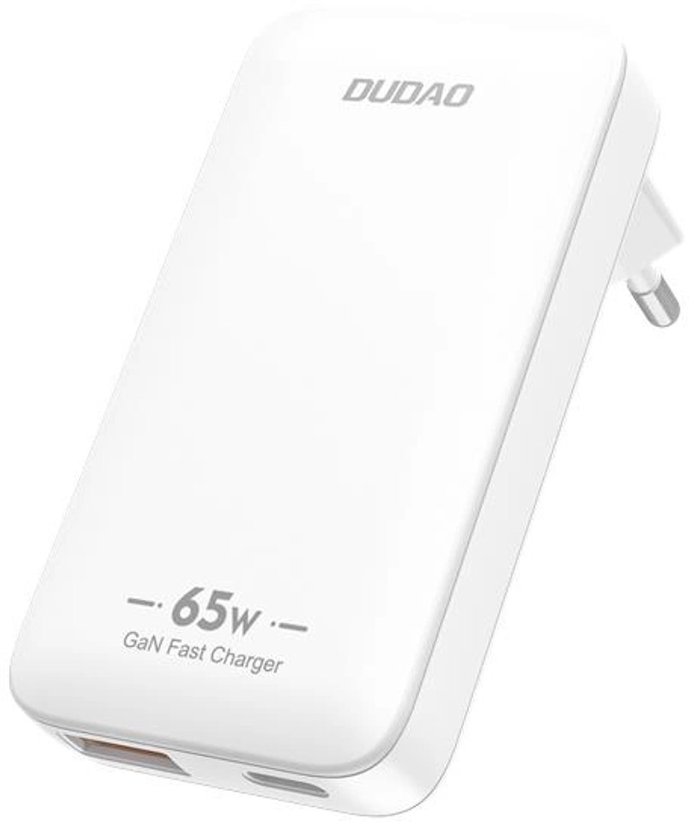 Dudao A65Q 65W GaN Travel Wall Charger USB-A / USB-C PD Ultra-Thin EU / US - White