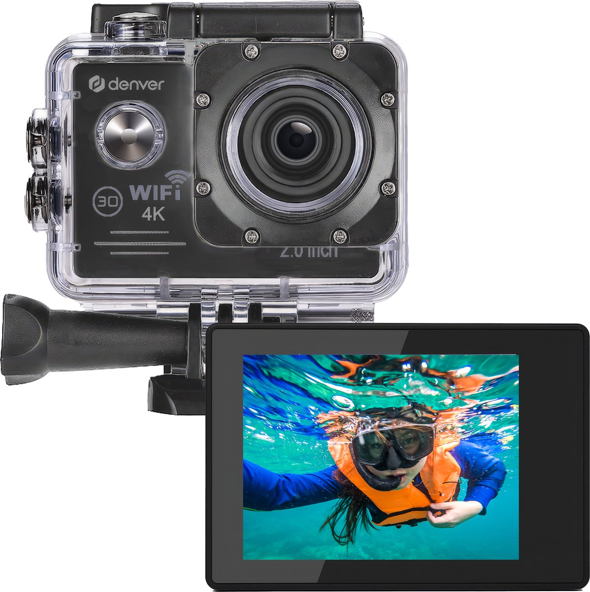 DENVER ACK-8064 - 4K Action Cam with Wi-Fi and LCD Screen