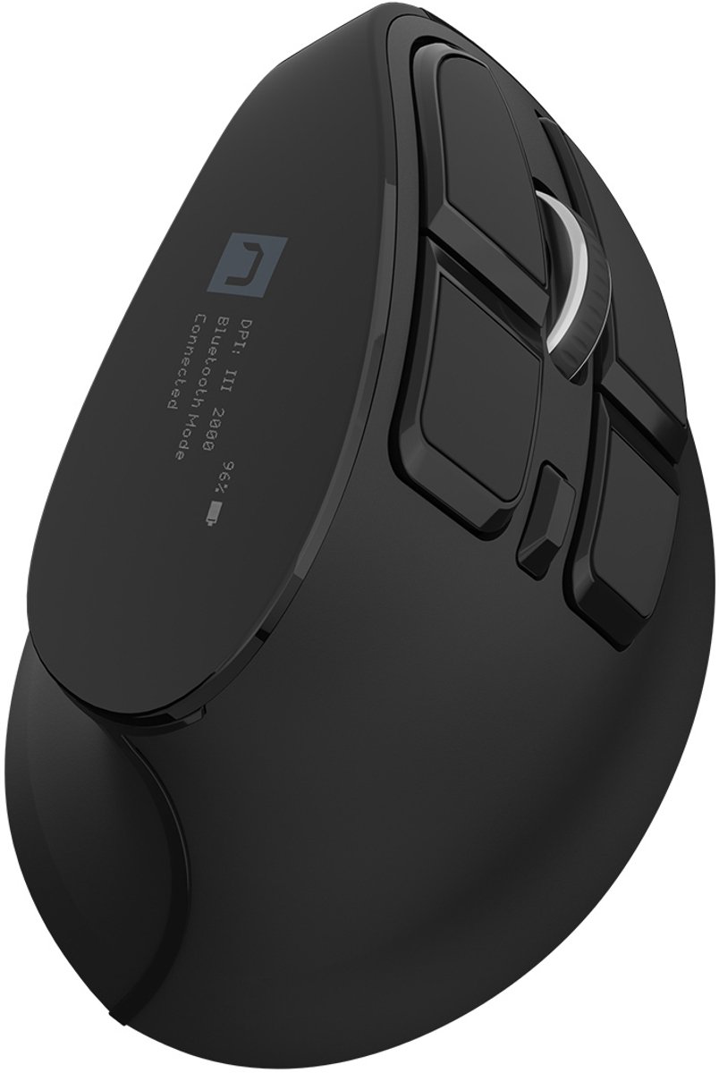 Natec EUPHONIE PRO - vertical mouse - 2.4 GHz Bluetooth 5.0 - black - Vertical mouse - Optisk - 9 knapper - Sort