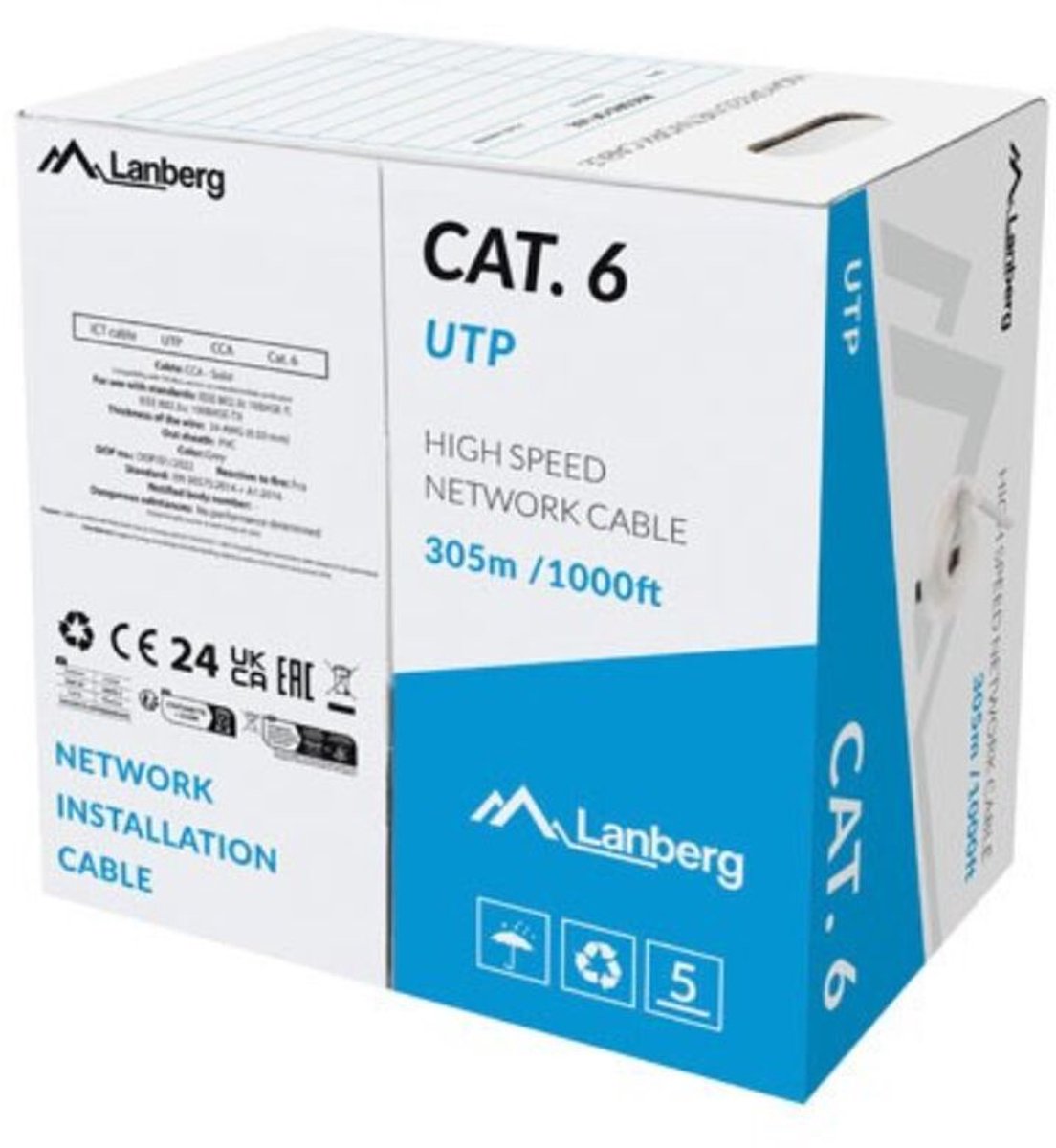 Lanberg bulk cable - 305 m - grey - Grå - 305m