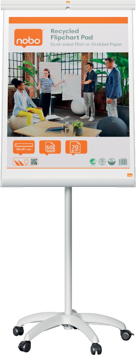 Nobo Premium Plus mobil flipover med magnetisk stål whiteboardtavle
