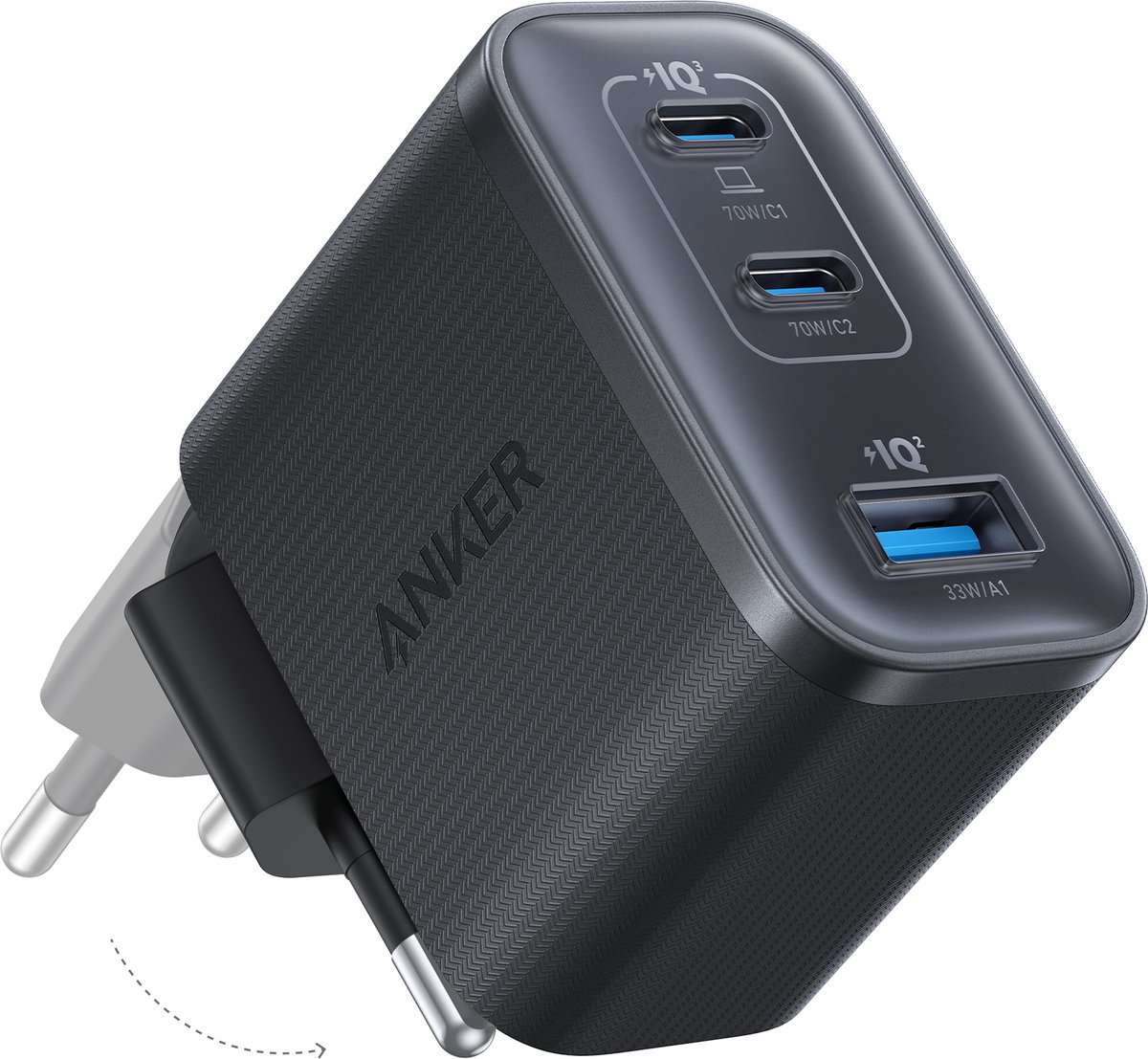 Anker Nano Charger (70W 3 Ports - Incl. Cable) - Black