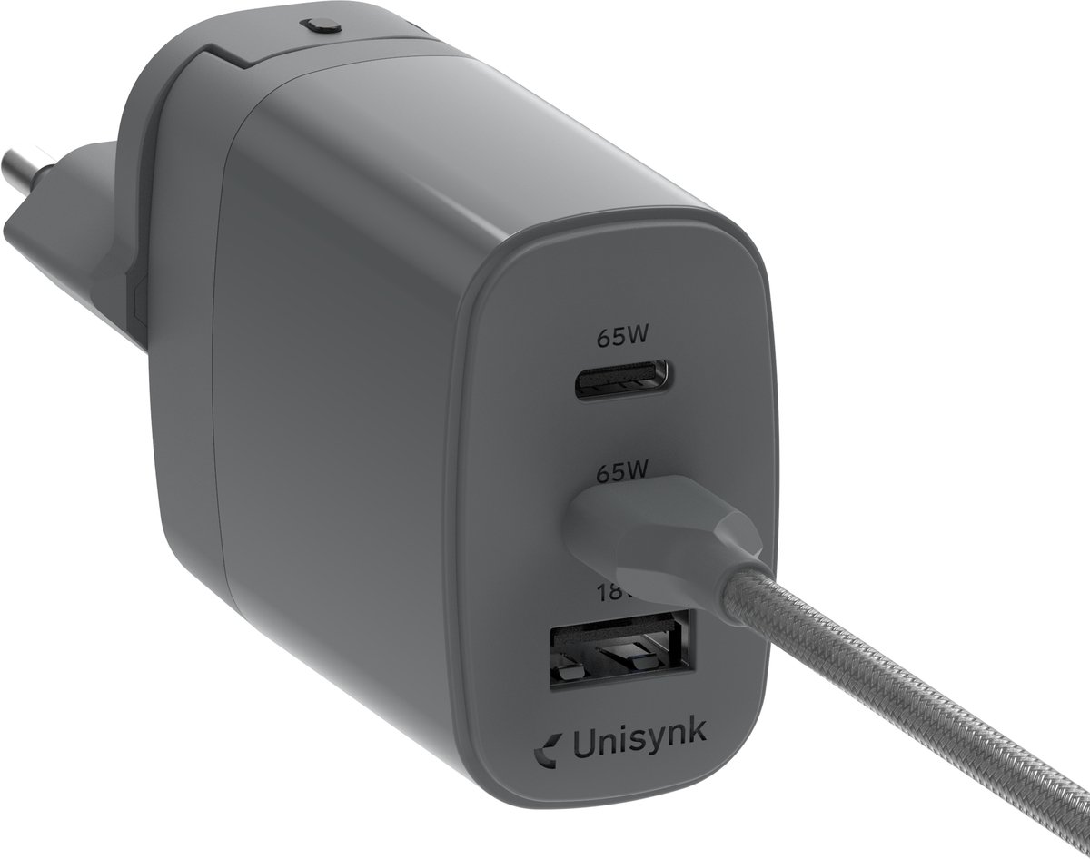 Unisynk 3 Port Global Multi-Charger Kit - 65W - Grey