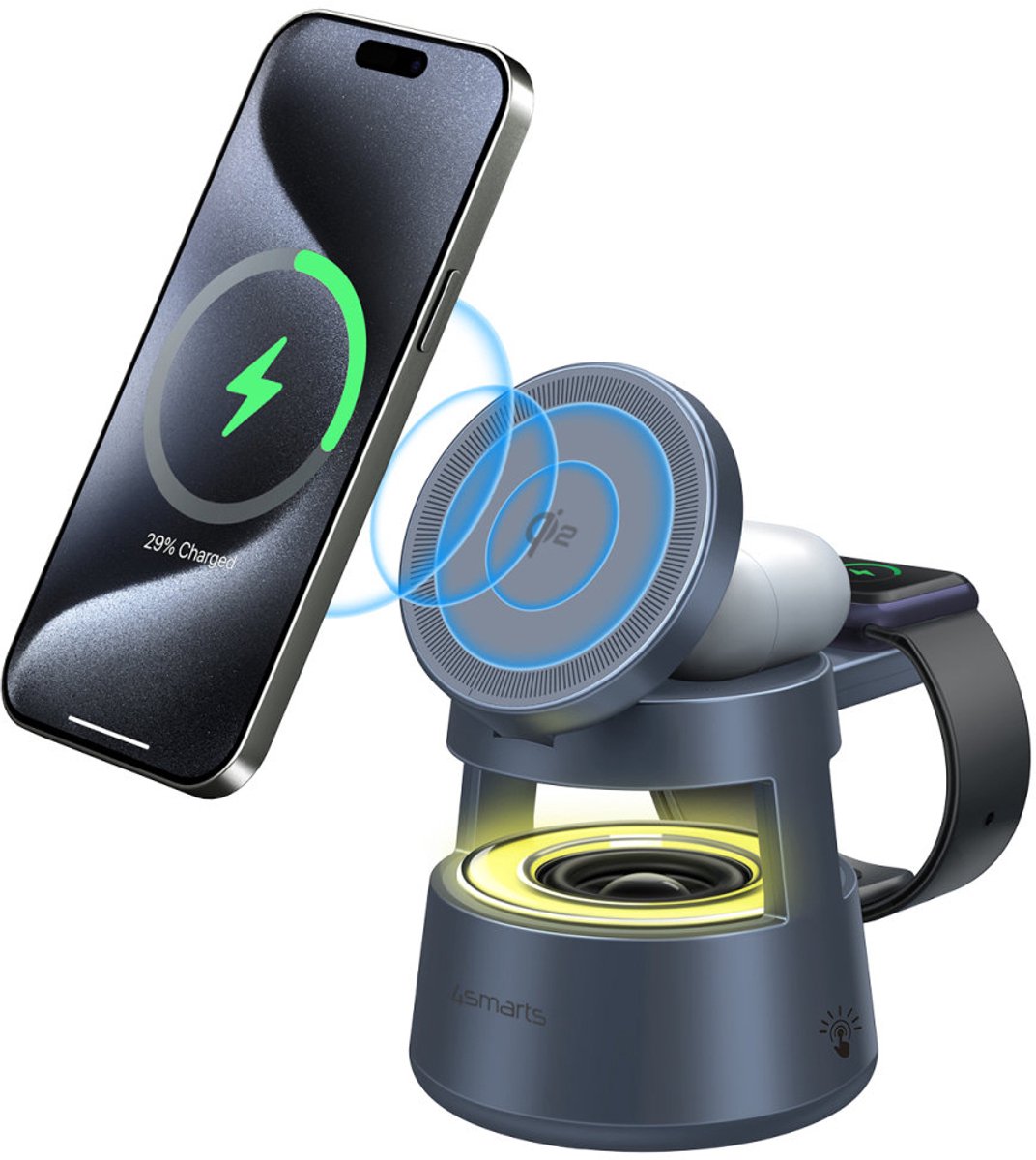4smarts Qi2 Charging Station Aura Sound - Grey