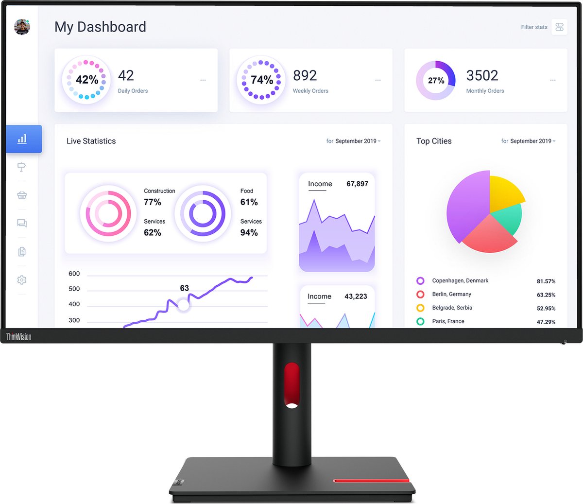 31.5" Lenovo ThinkVision T32p-30 - 3840x2160 (4K) - IPS - 90W USB-C