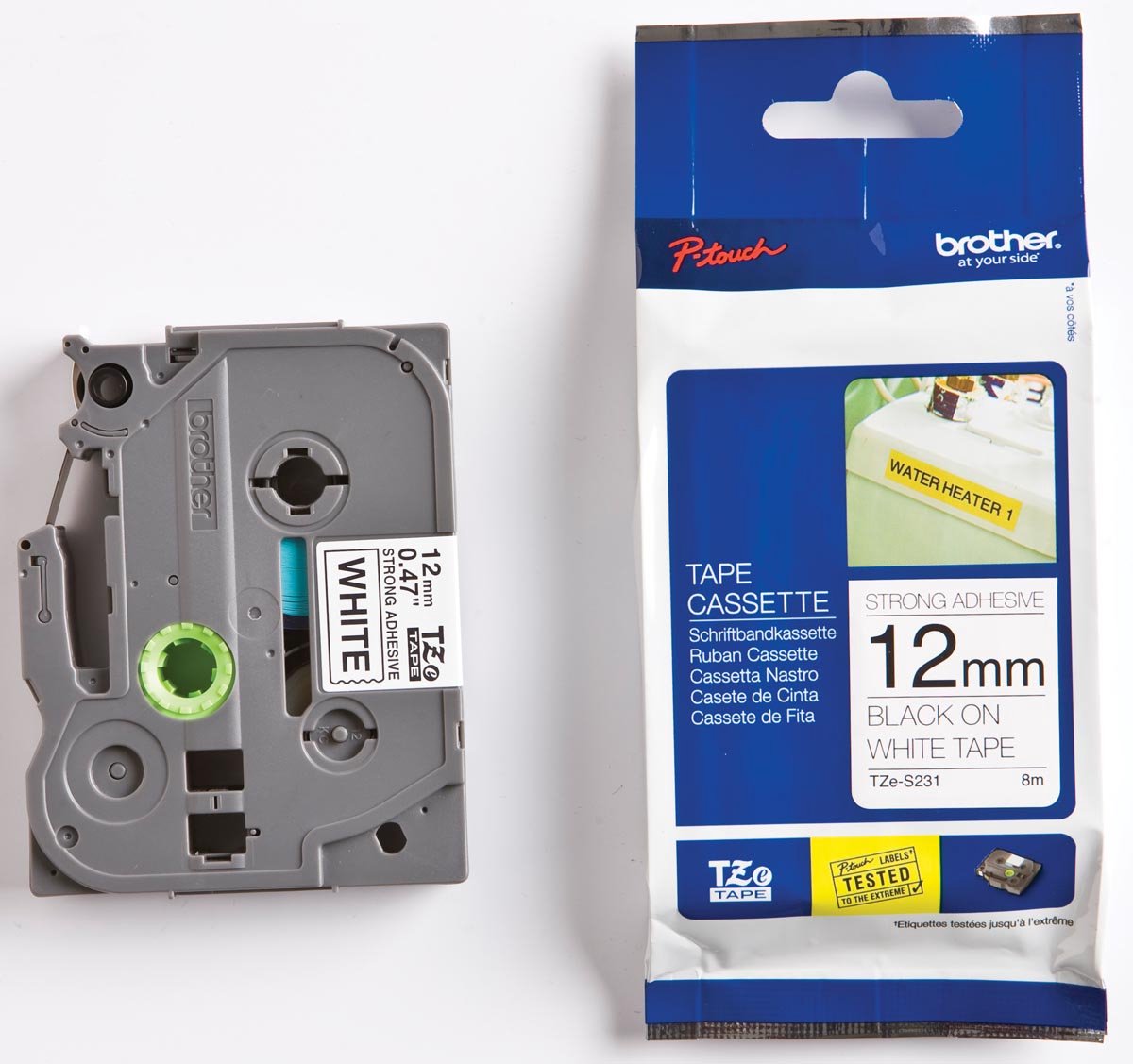 Brother Tape brother sort/hvid tze s231 12 mm stærk klæb