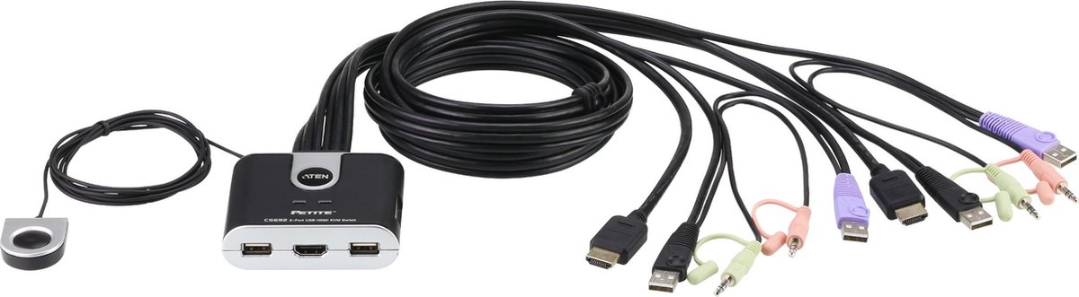 ATEN CS692 2-Port USB HDMI/Audio Cable KVM Switch with Remote Port Selector