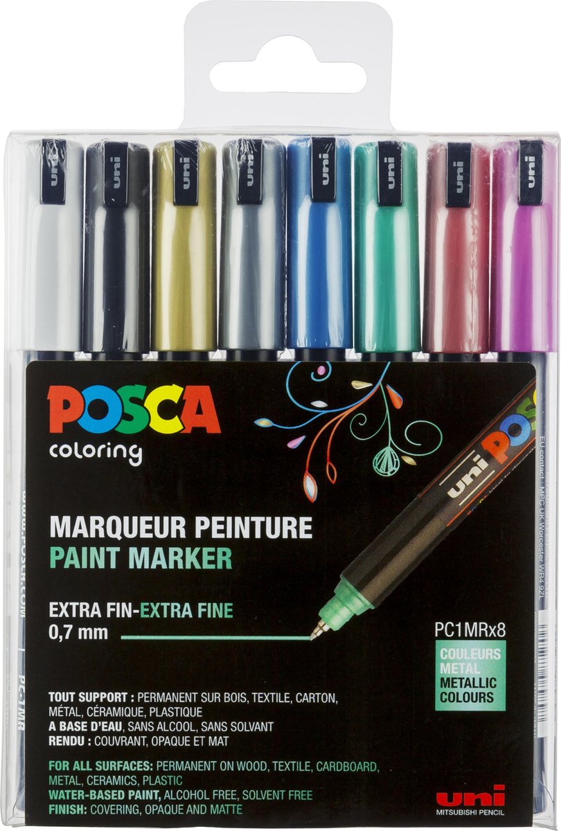 POSCA PC-1MR - 8 pcs - Water-based pigment - Metallic colors